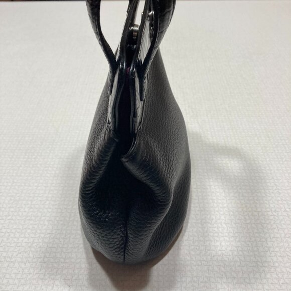 Like New Brighton Black Croc embossed and Pebble Leather Satchel Mini bag - Picture 5 of 11